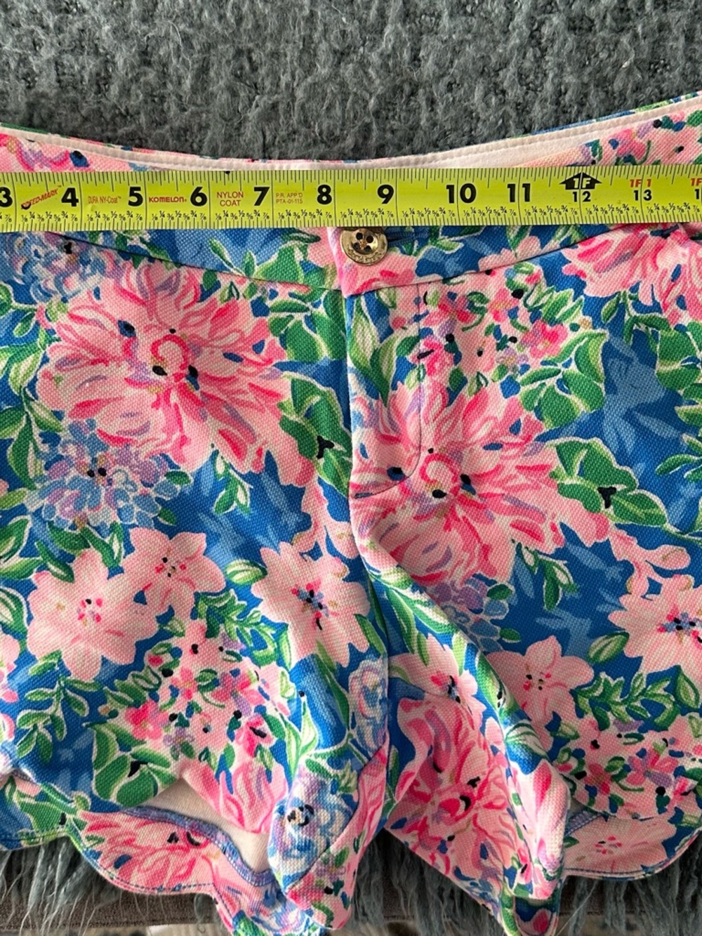 Lilly Pulitzer Pink & Blue Floral Scallop-Hem Shorts - Picture 9 of 9
